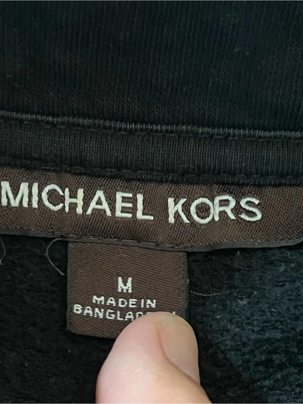 Michael Kors Men's Black 1/4 Zip Pullover Sweatshirt Logo Sleeve Size M Basic